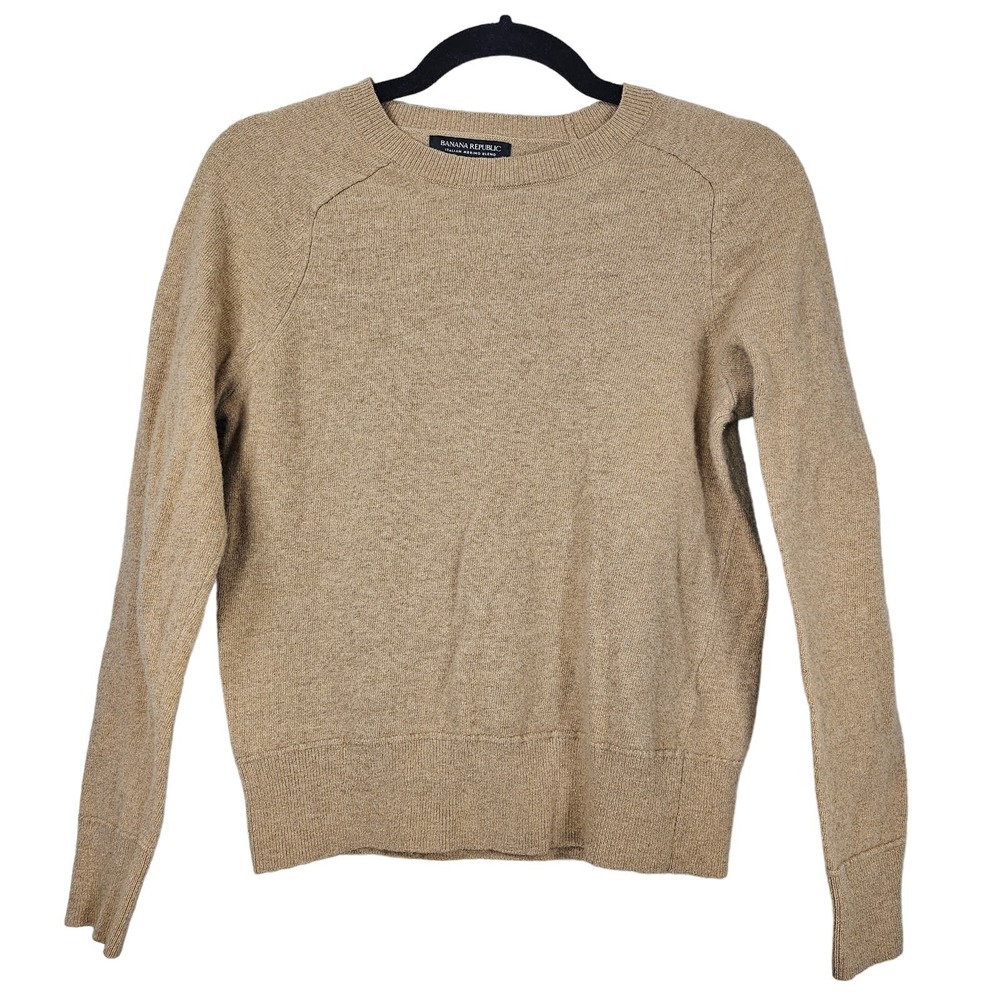 Banana Republic Womens Small Beige Italian Merino Wool Blend Long Sleeve Sweater